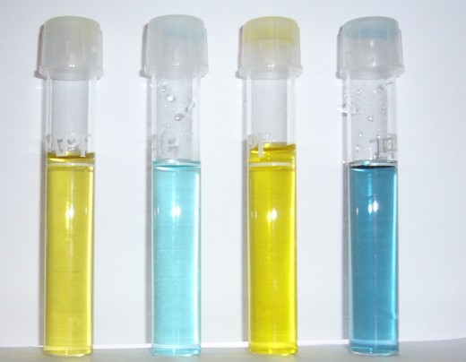 Clear tests for, from left to right: ammonia, nitrite, nitrate and on the far right is a pH of around 7.6