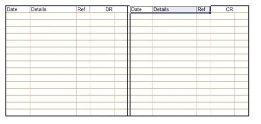 Single Column - Debits on the left hand side of page.