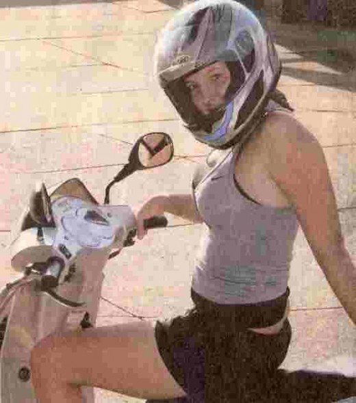 Bernadine on her scooter
