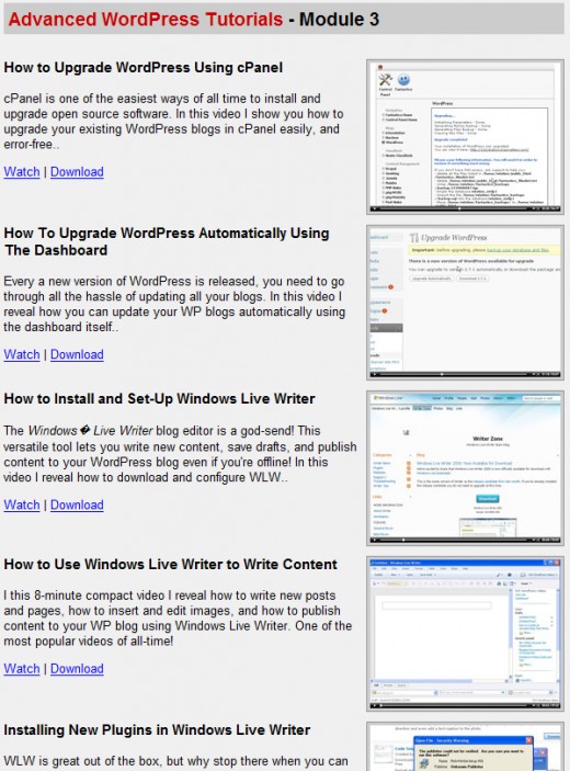 Wordpress Wizard 2.0 Members area , Advanced Wordpress Section