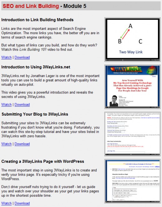 Wordpress Wizard 2.0 Members area , SEO and link building section