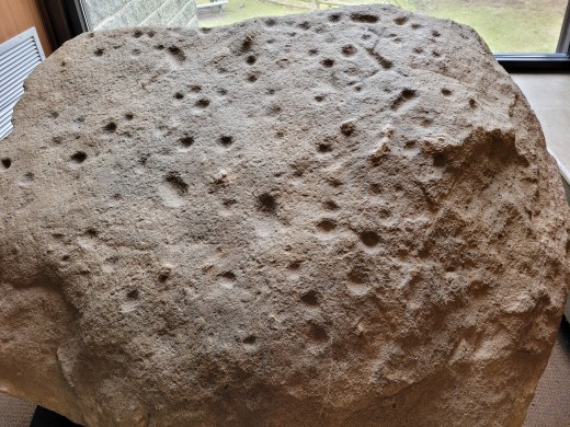 A rock with some "cave art" at the Great Falls Visitor Center, VA 3/15/25.