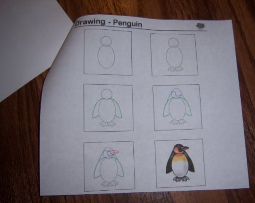The back page had a How to Draw a Penguin for the kids to do.