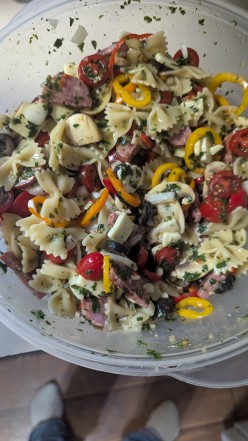 Italian Salad with Veggies and Farfalle Noodles