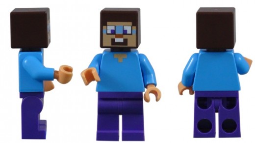 LEGO Minecraft Steve Minifigure with Dark Azure around the eyes. 