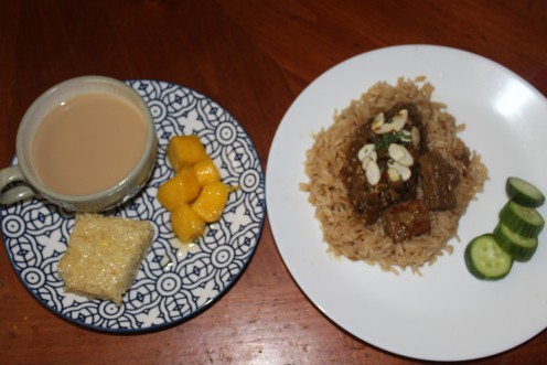 Our second time making the meal we added sliced cucumbers and mangos.