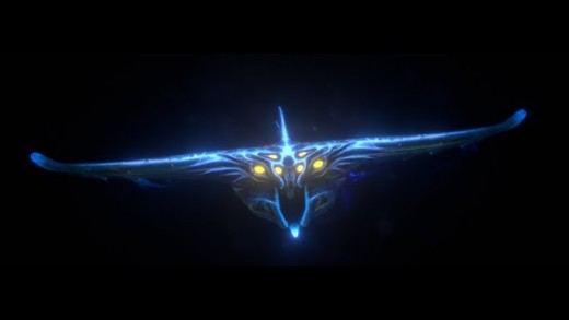 Ghost Leviathan surrounded by darkness, with his bioluminescence being the only light source
