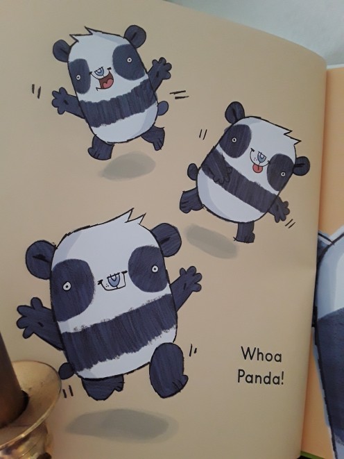Panda's excitement when greeting a  new friend