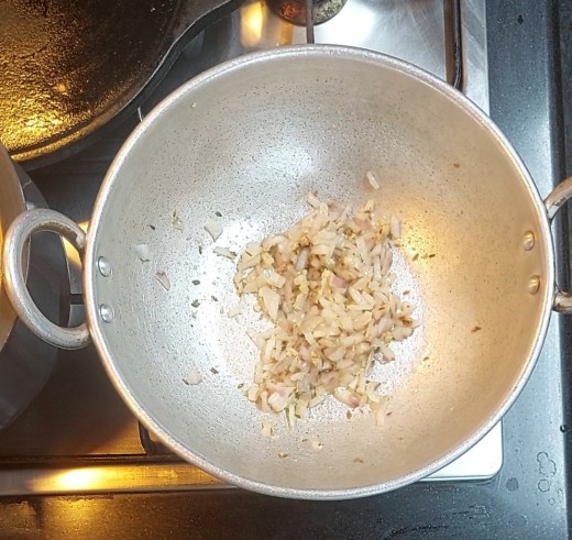 Fry till onion turns translucent.