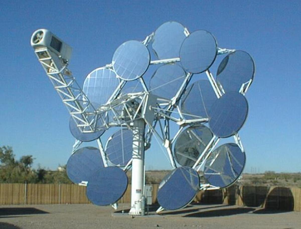 Major Telescopes: 25 kW dish Stirling System developed by SAIC and STM Corp. 
