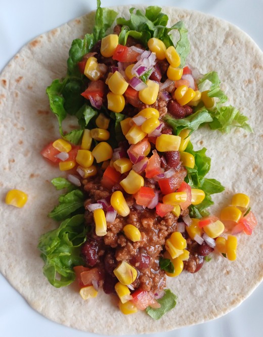 Wrap, lettuce, chilli and salsa