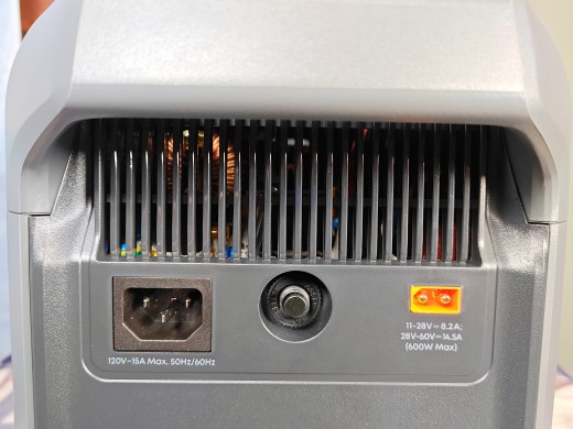 View of the AC and DC charging inputs