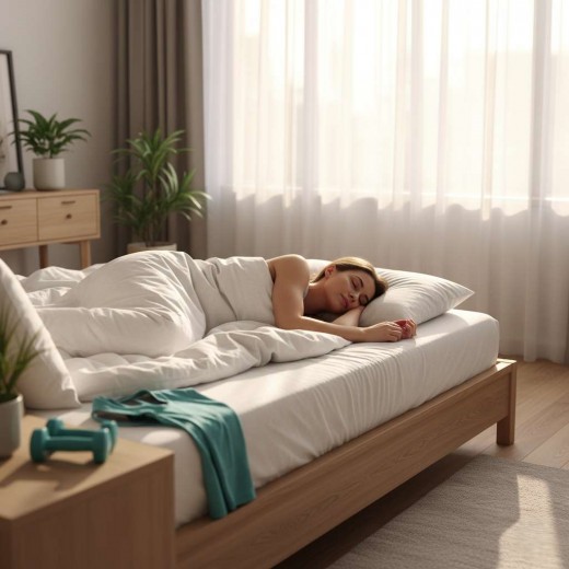 A girl sleeping comfortably, representing fitness recovery