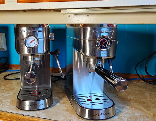 The  CASABREWS 5418 PRO Espresso Coffee Machine alongside the 5418 model
