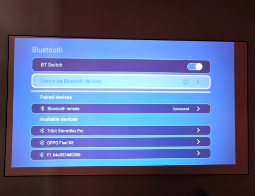 A screen used to connect Bluetooth devices
