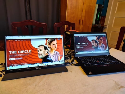 The QQH monitor displayed a brighter and more vivid image than the laptop