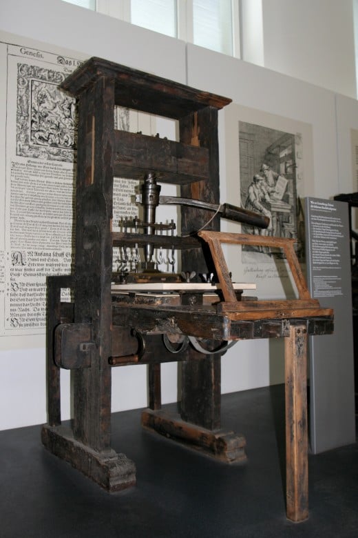 An original type of printing press, where some important documents were published to a wider audience.