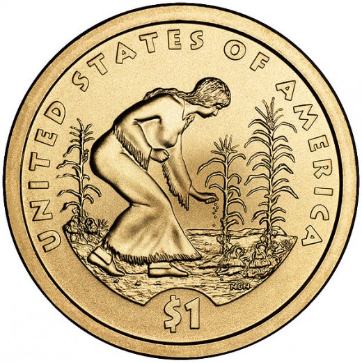 The Three Sisters of Native Americana on a $1.00 coin.