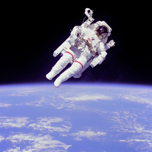 Astronaut on the first untethered space walk from the space shuttle.