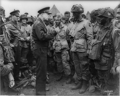 Giving D-Day orders, 1944.