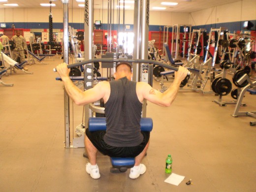 The Seated Lat Pulldown down position