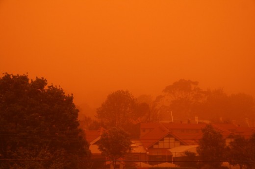 Sydney covered in thick red dust