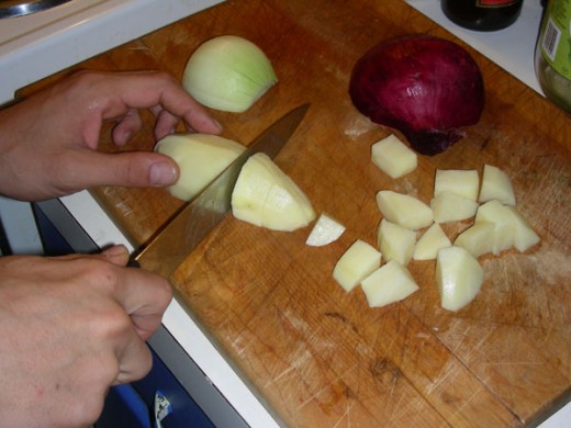 Chop the potato...