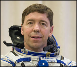 Dr. Michael Barratt in Russian space suit.