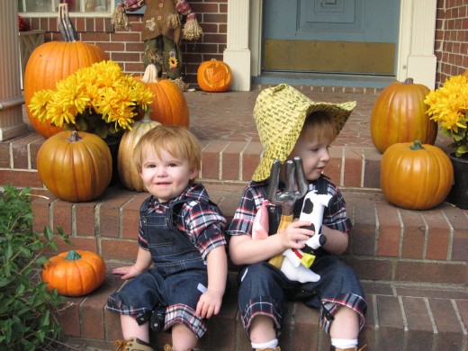 Jacob and Caleb as farmers.