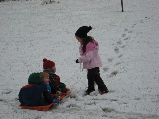 It didn't take the kids long to learn how to use the sled.