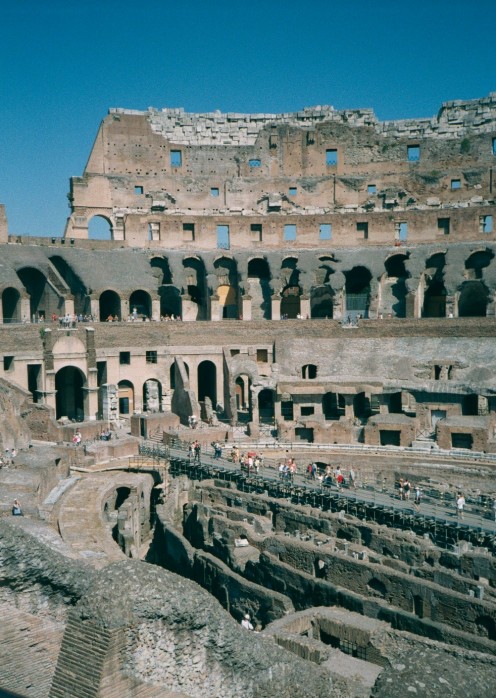 photograph taken of The Colosseum interior. Rome