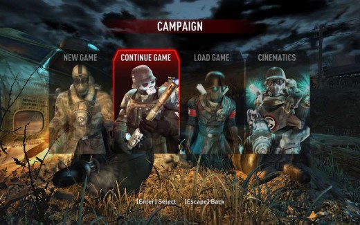 Some of the game enemies featured in the menu.