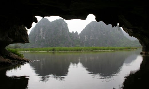 View from inside the cave on Van Long Reserve