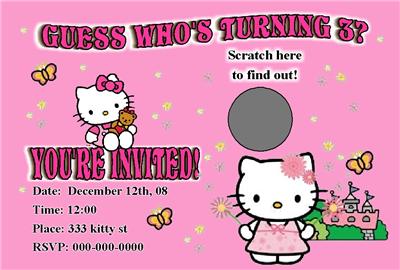 Hello Kitty Scratch Off Party Invitation Sold on Ebay from; PERSONALIZED PARTIES EXPRESS 