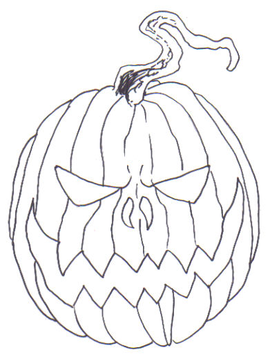 Draw over the pumpkin pencil drawing with black ink.