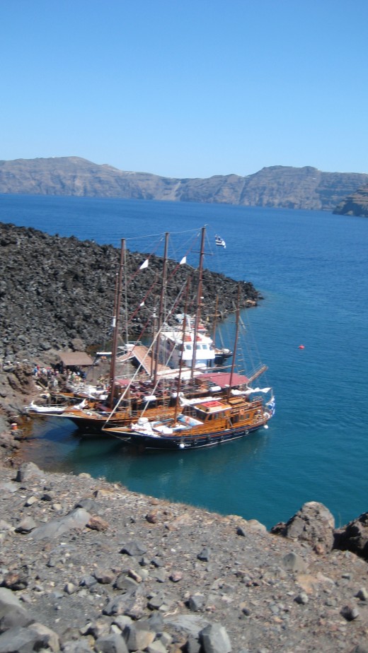 Photograph of boat trip to the volcano island  Nea Kameni