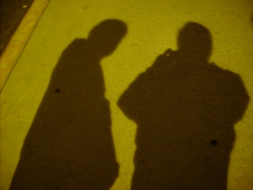 Shadows cast by street light outside Santa Rita Hotel in Tucson, AZ