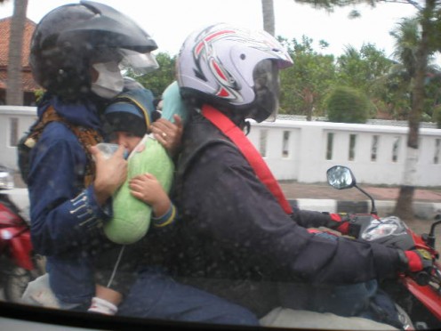 Going mudik belongs to every family, either going by cars or by motorcyles.