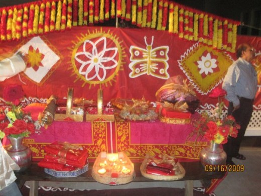 Stage for the "Gaiyer Holud" night,in a traditional Bengali Wedding.