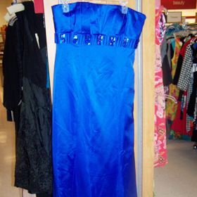 Badgley Mischia Blue satin Strapless dress with detail under bust What a FIND!  