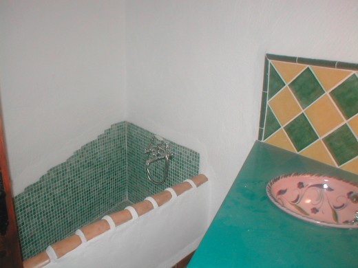 The bathroom in a cave house