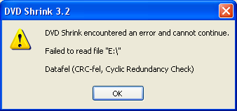 This is what the "Cyclic Redundancy Check Error" looks like.  