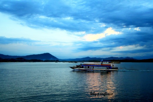 ferry captured during the golden hour