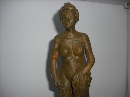 nude woman, colored bronze