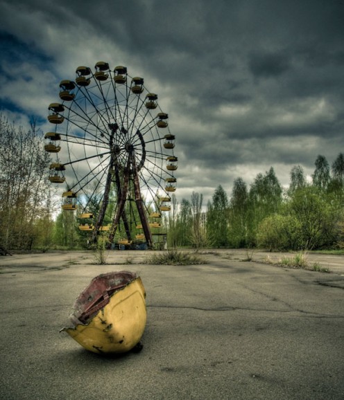 Chernobyl (Ukraine  Chornobyl) Nuclear Power Station Disaster - Empty and overgrown playground