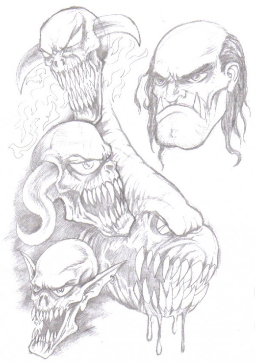 Fantasy art sketching. c Copyright Wayne Tully 2010.