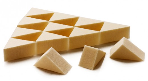 Triangular cosmetic sponges are most popular for foundation application.