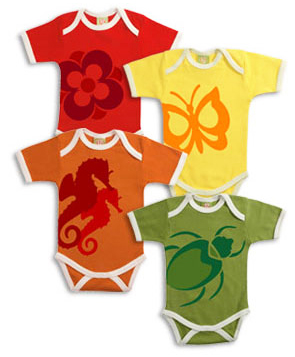 Some adorable organic cotton onesies made by Positively Organic