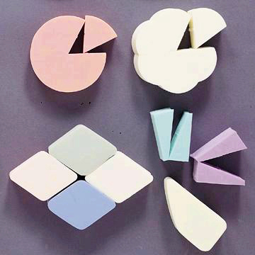 There are many shapes of cosmetic sponges available.
