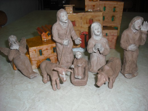 Main characters in the Crib.  Baby Jesus, Holy Mary and St. Joseph.
